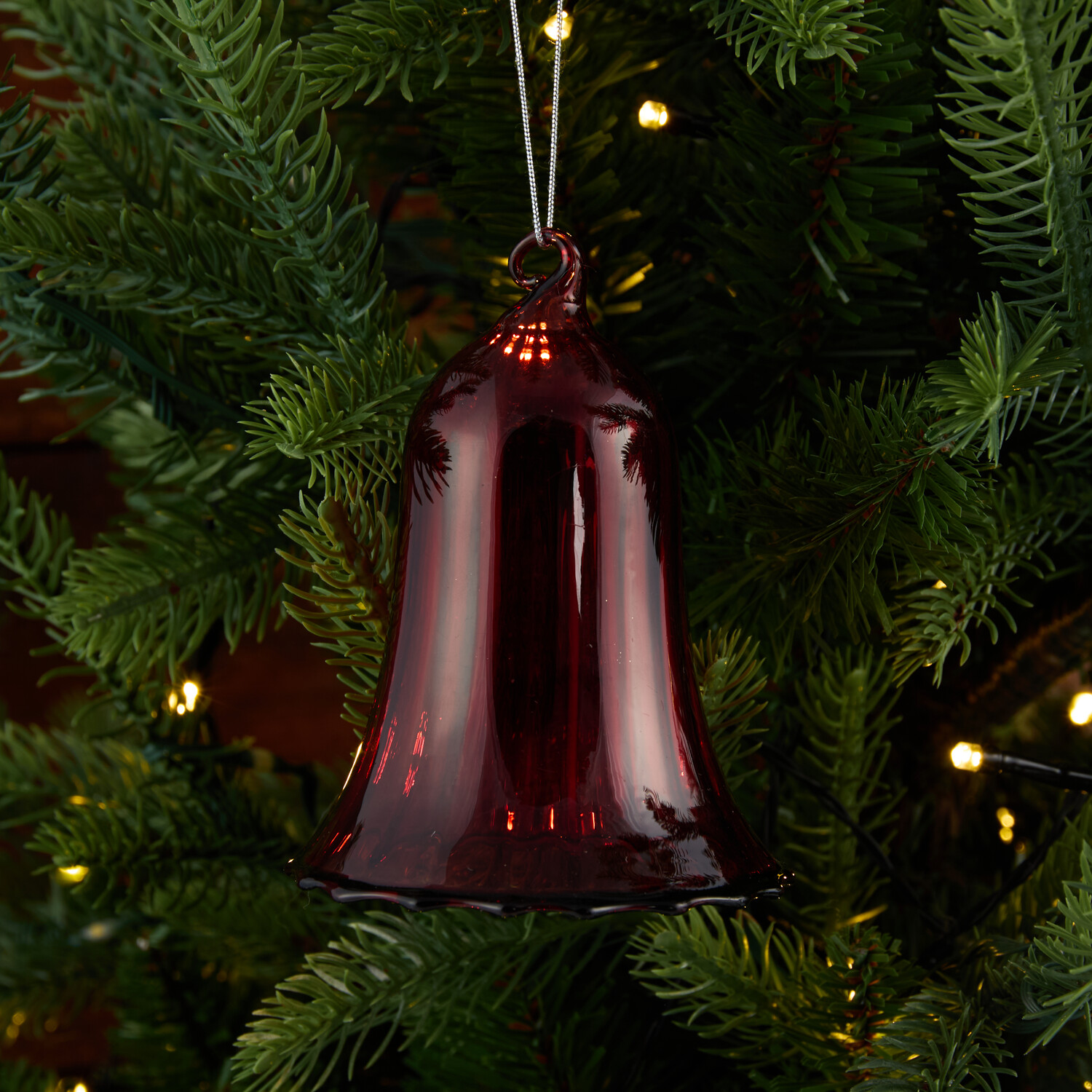 Glass Bell Decoration Ruby Image 2