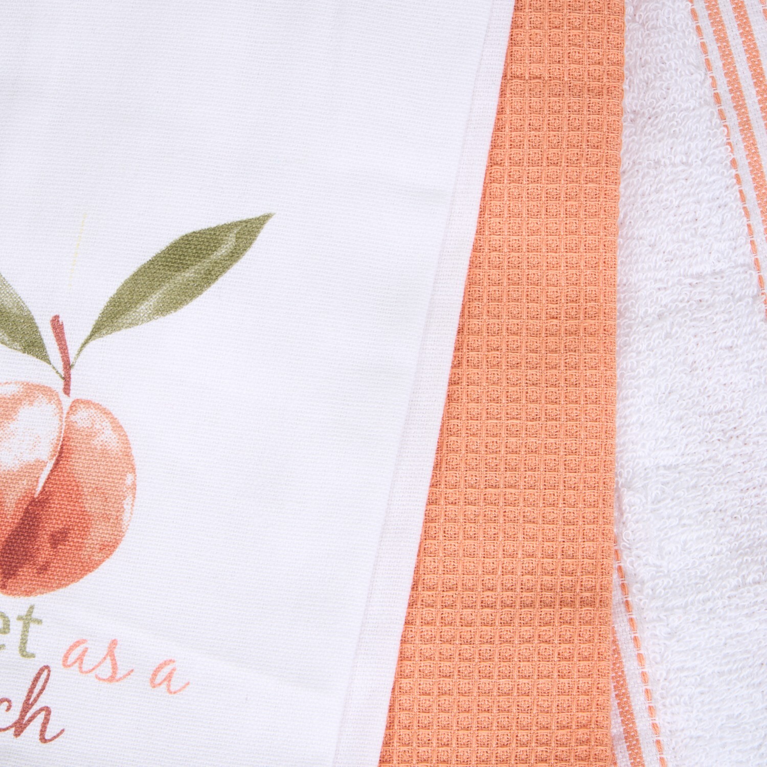 Pack of 3 Sweet Peach Tea Towels White and Peach Image 5