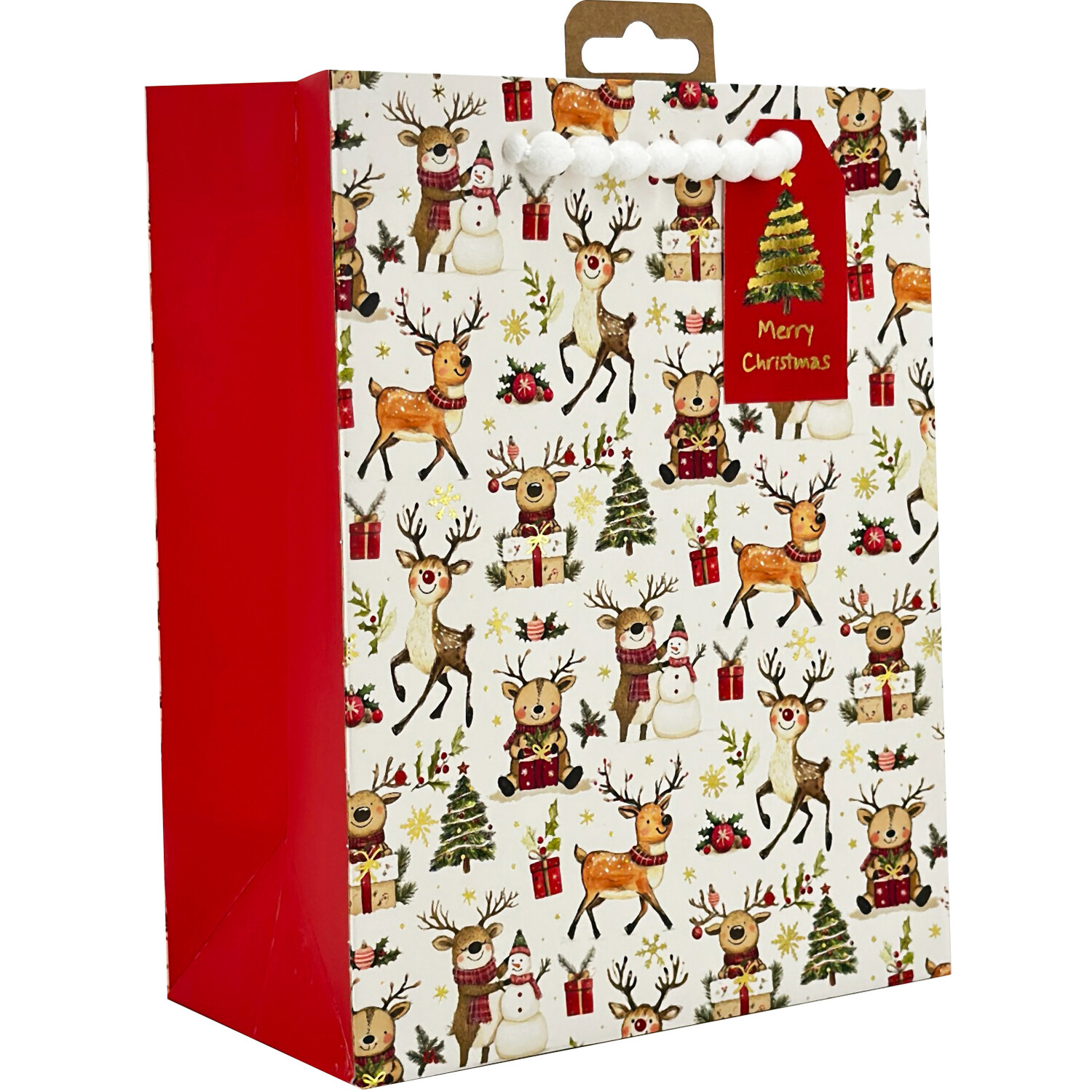 Festive Reindeer Gift Bag Cream Image 2