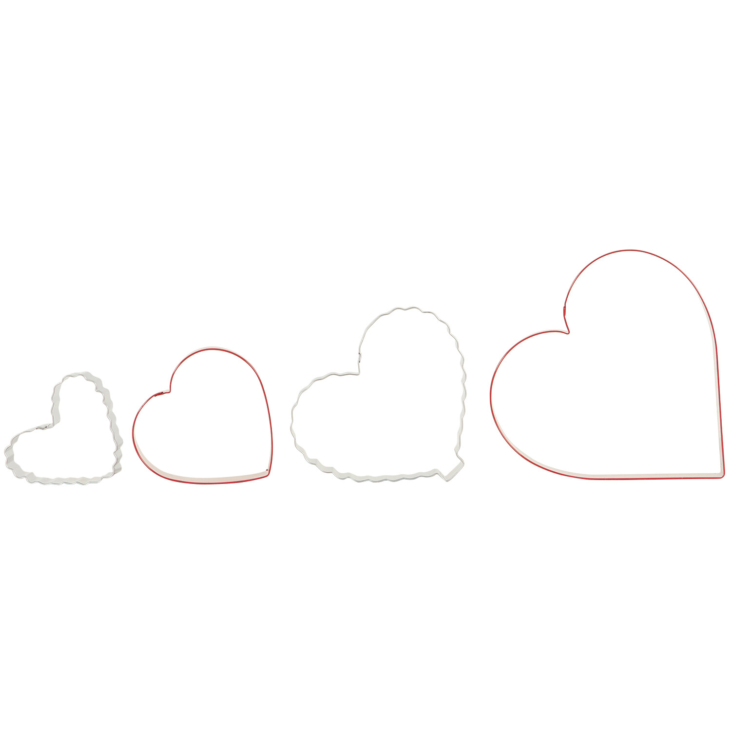 Pack of 4 Heart Cutters - Red and Silver Image 3