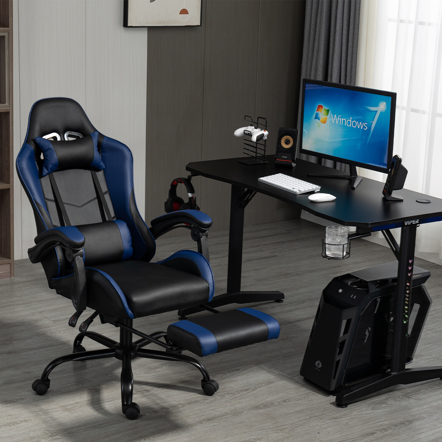 Galaxy Blue Swivel Gaming Chair Image 9
