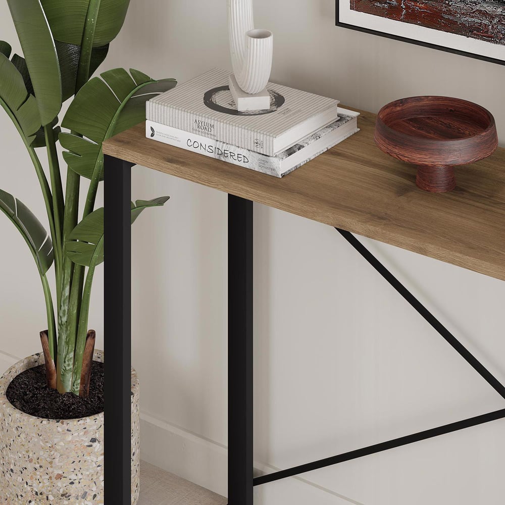 FWStyle Dark Oak Modern Entryway Tall Console Table Image 3
