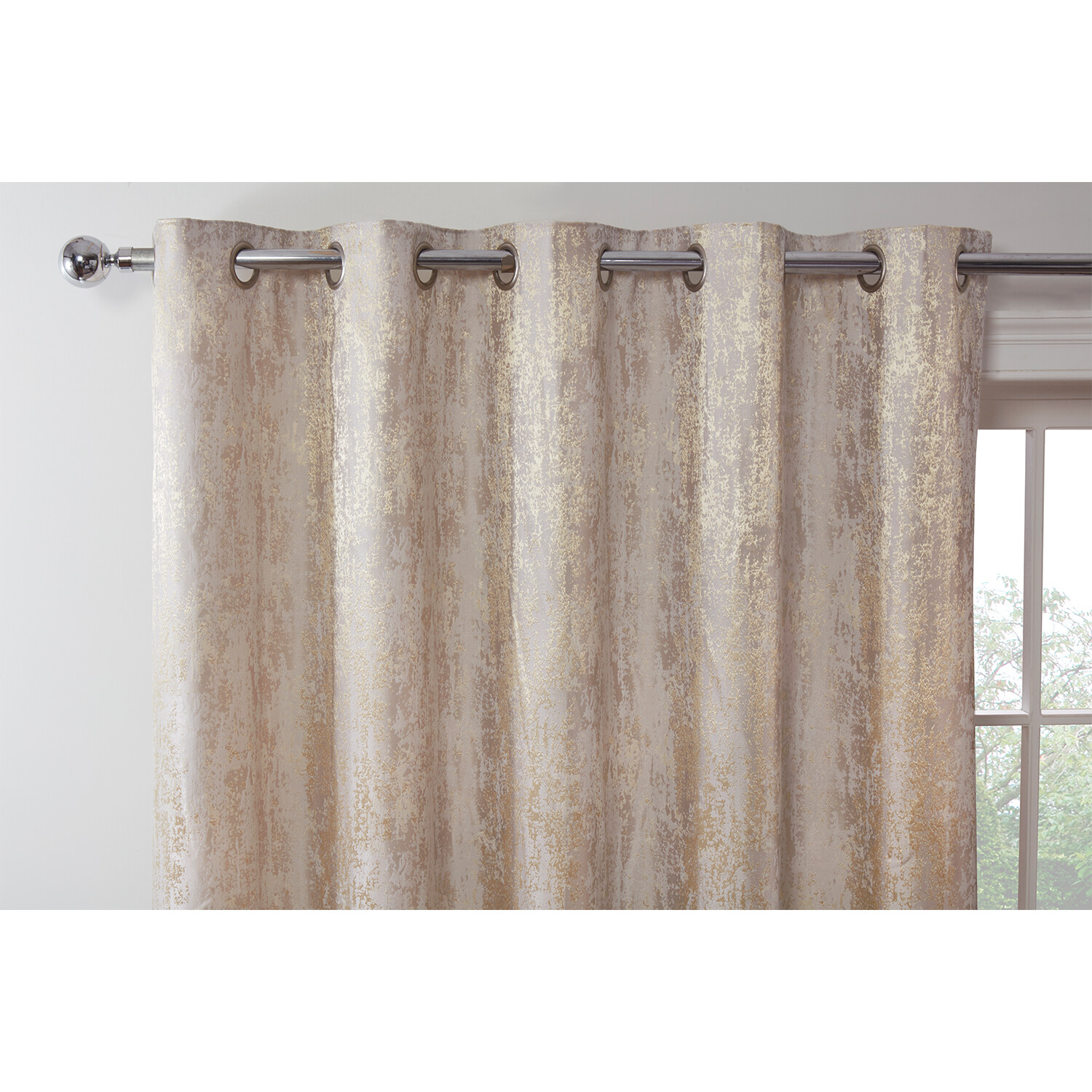 Divante Agadir Champagne Jacquard Eyelet Curtain 168 x 187cm Image 3