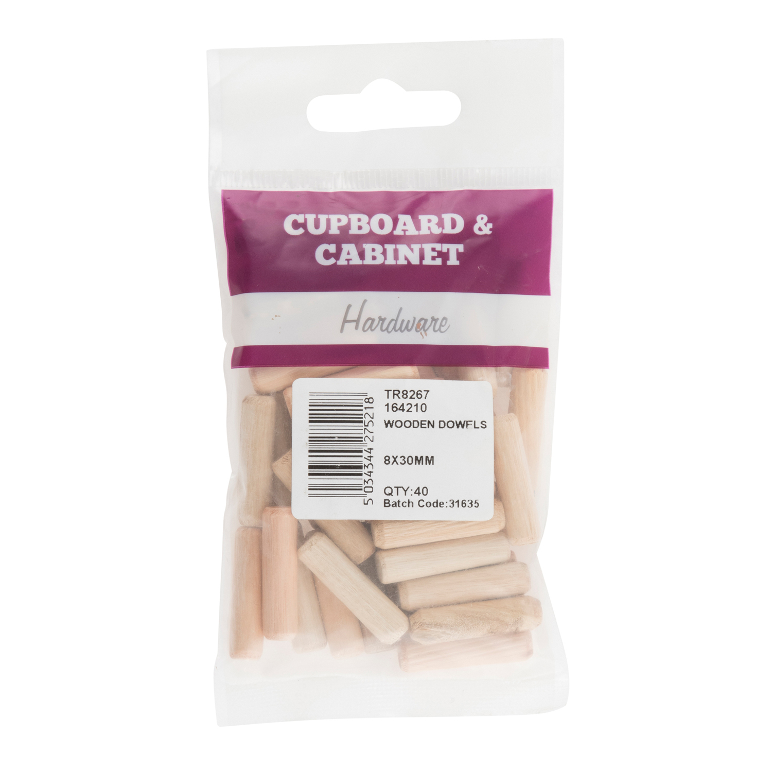 Hiatt Wooden Dowels - 8 x 30mm Image 1