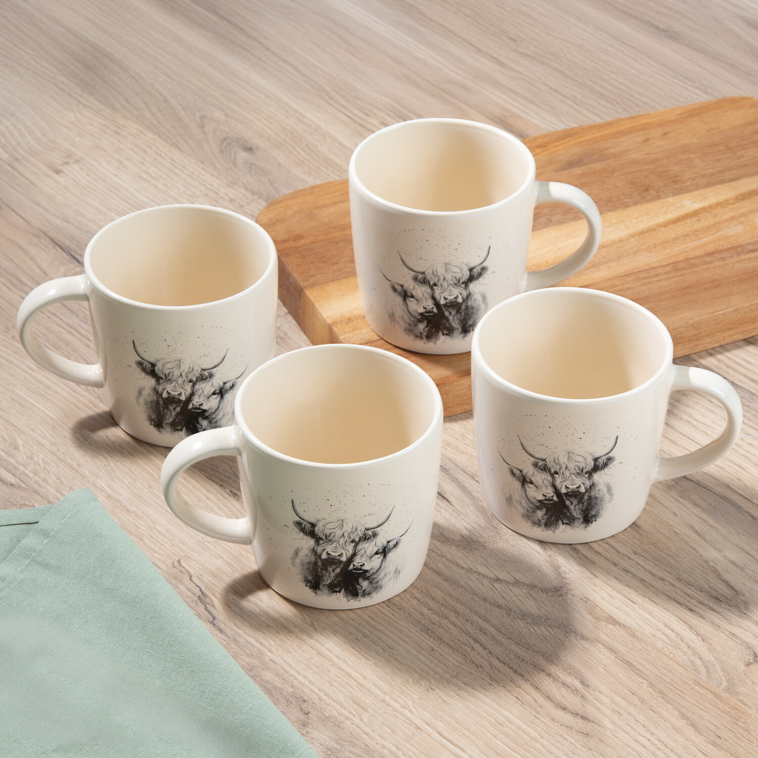 Pack of 4 Highland Cow Mugs Cream Image 3