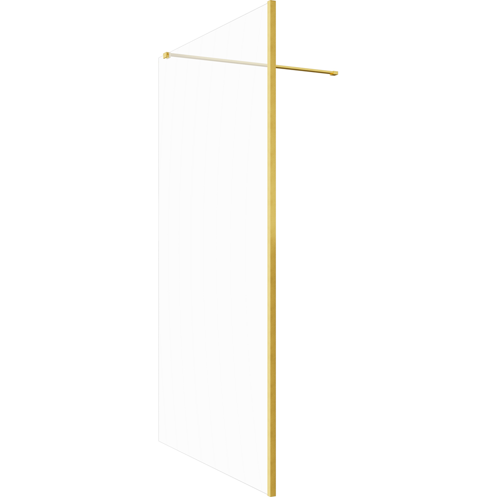 Bathstore Nero Glass Wetroom Shower Panel with Brushed Brass Profile and Front Bar 500mm Image 3