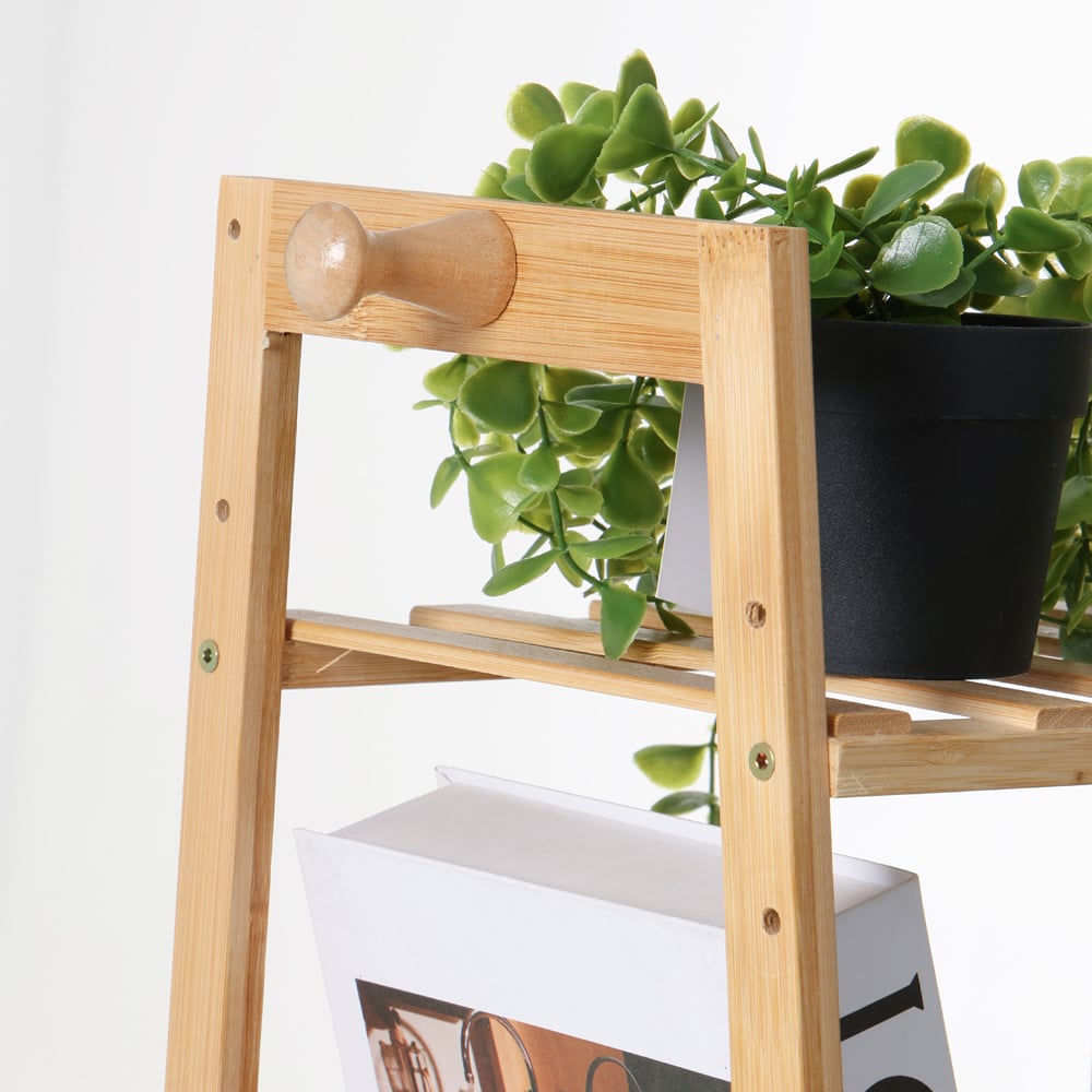 Neo 7 Shelf Single Rail Natural Bamboo Freestanding Garment Rack Image 8