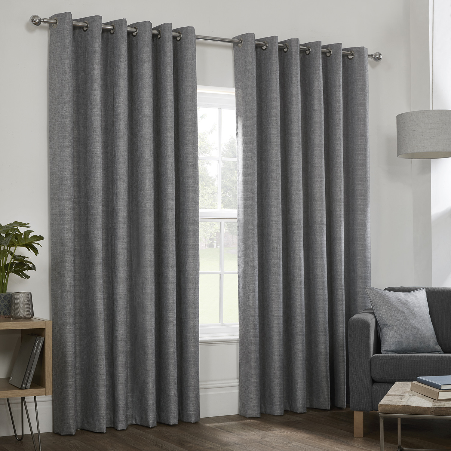 Divante Hoxton Grey Blackout Eyelet Curtains 168 x 229cm Image 2