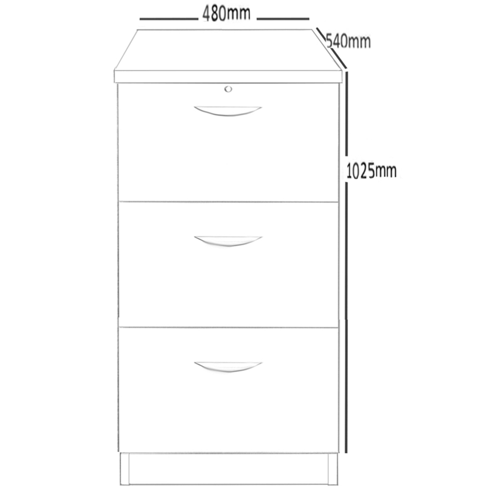 R White Cabinets 3 Drawer Brown Filing Cabinet Image 5