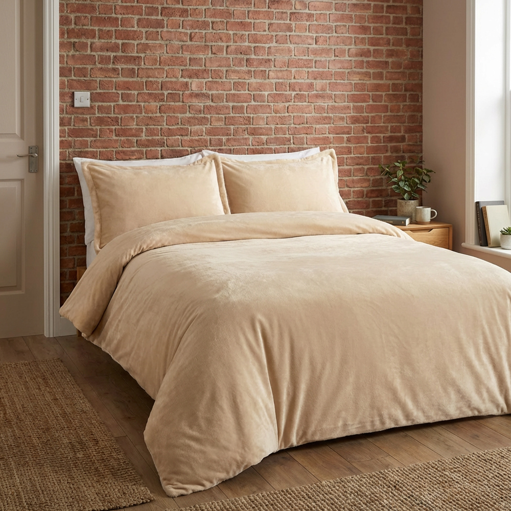 Selena Velvet Duvet Set Natural Superking Image 6