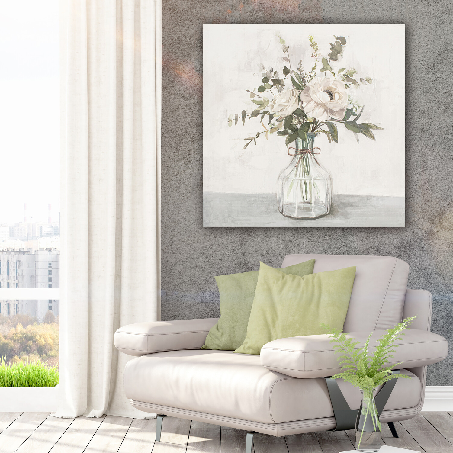 Bouquet Hand Embellished Wall Art Neutral Image 4