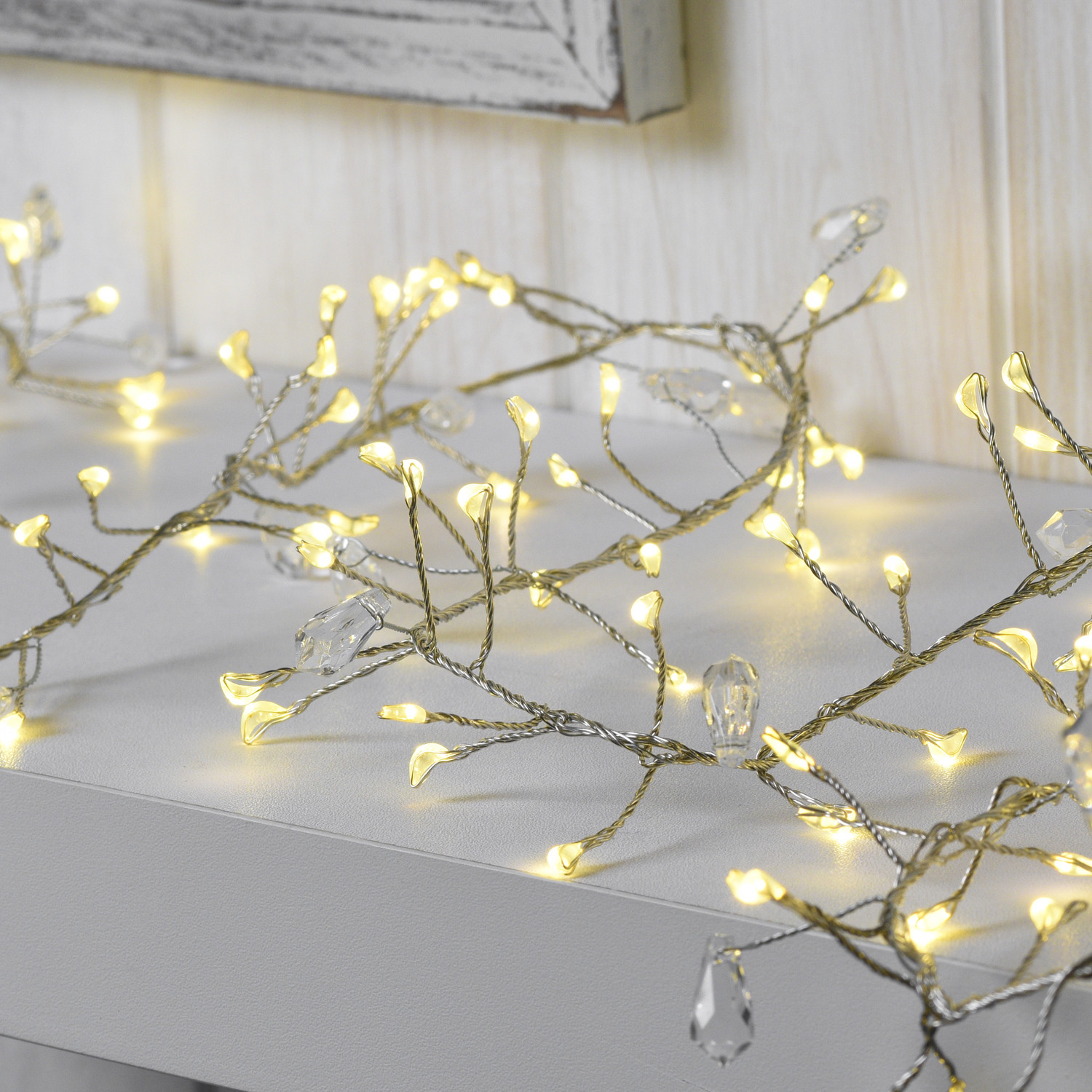 200 LED Warm White Jewelled Cluster String Light Image 2