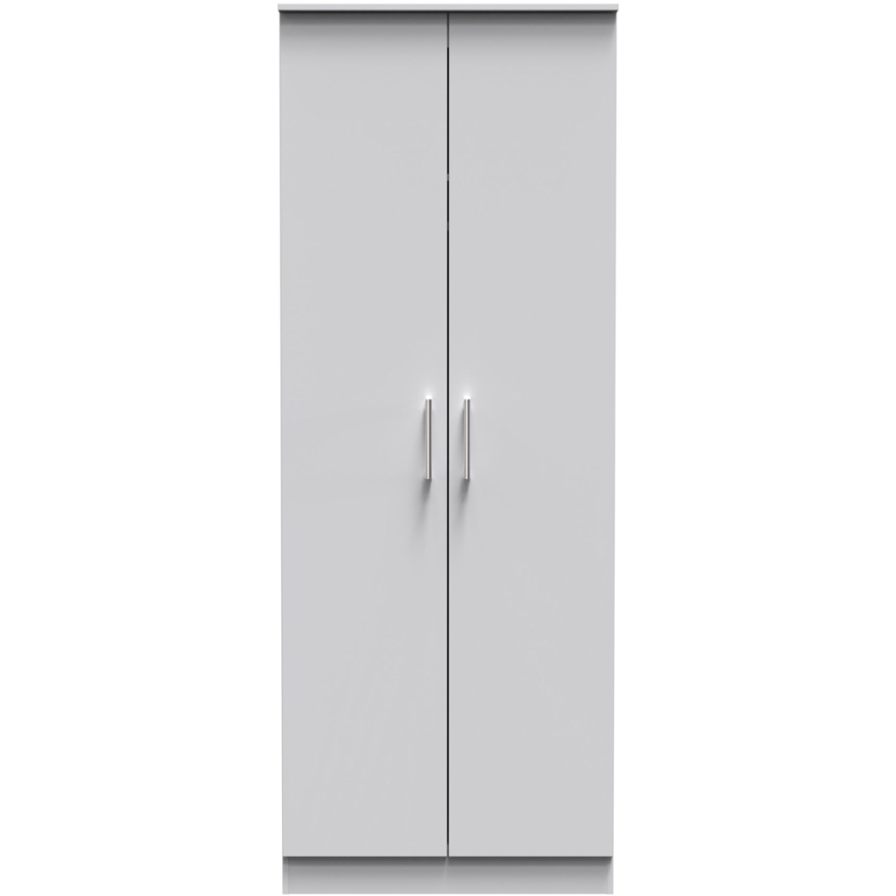 Crowndale Devon Ready Assembled 2 Door Grey Matt Wardrobe Image 2