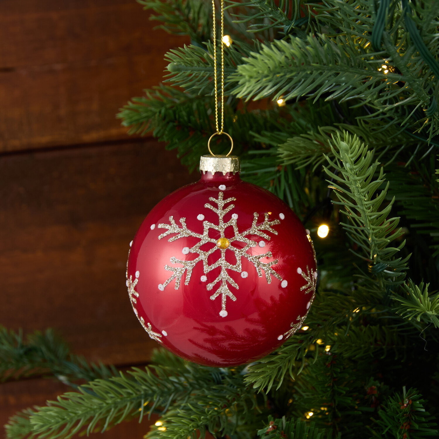 Ruby Red Glitter Design Bauble Image 7