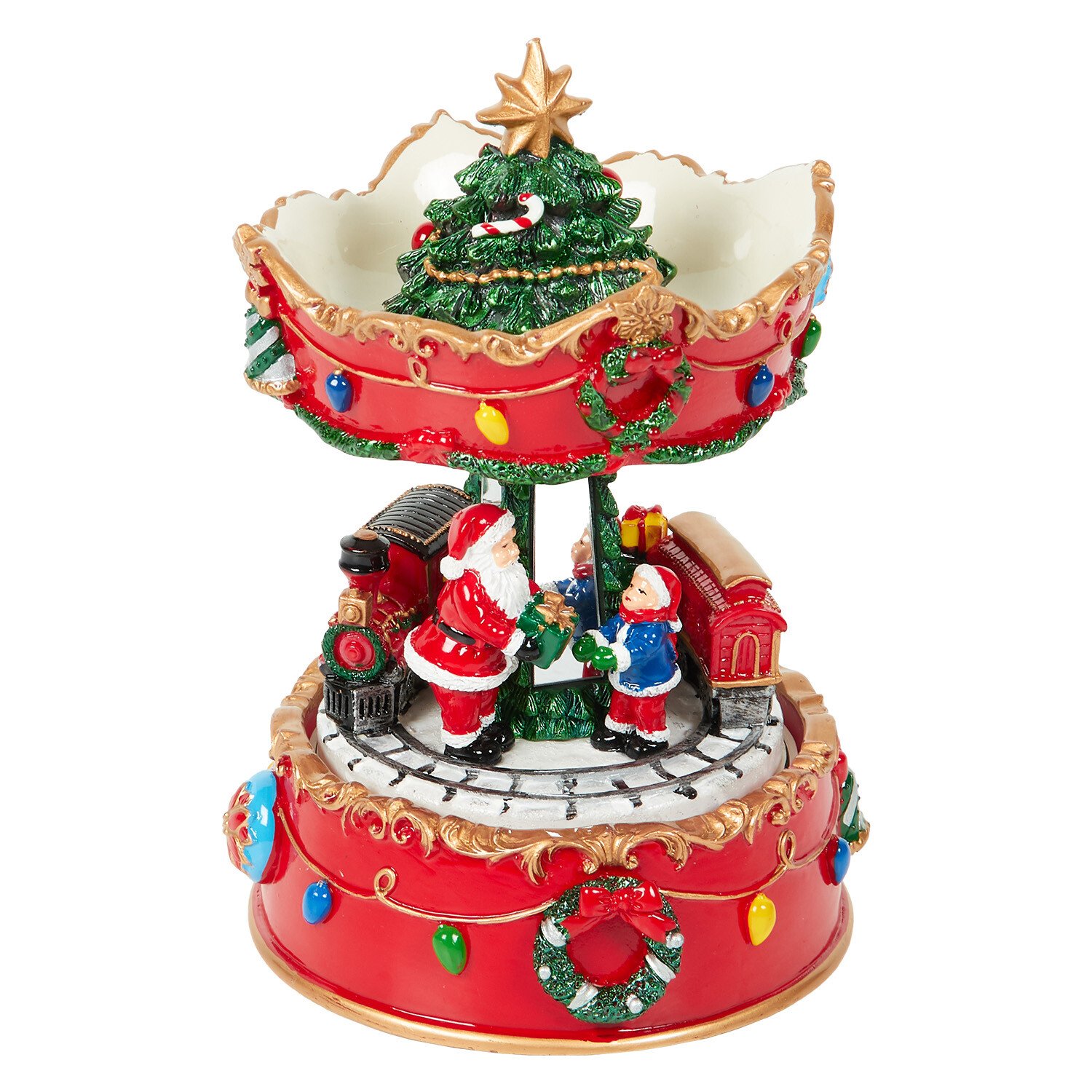 Traditional Wind Up Carousel Multicolour Image 4