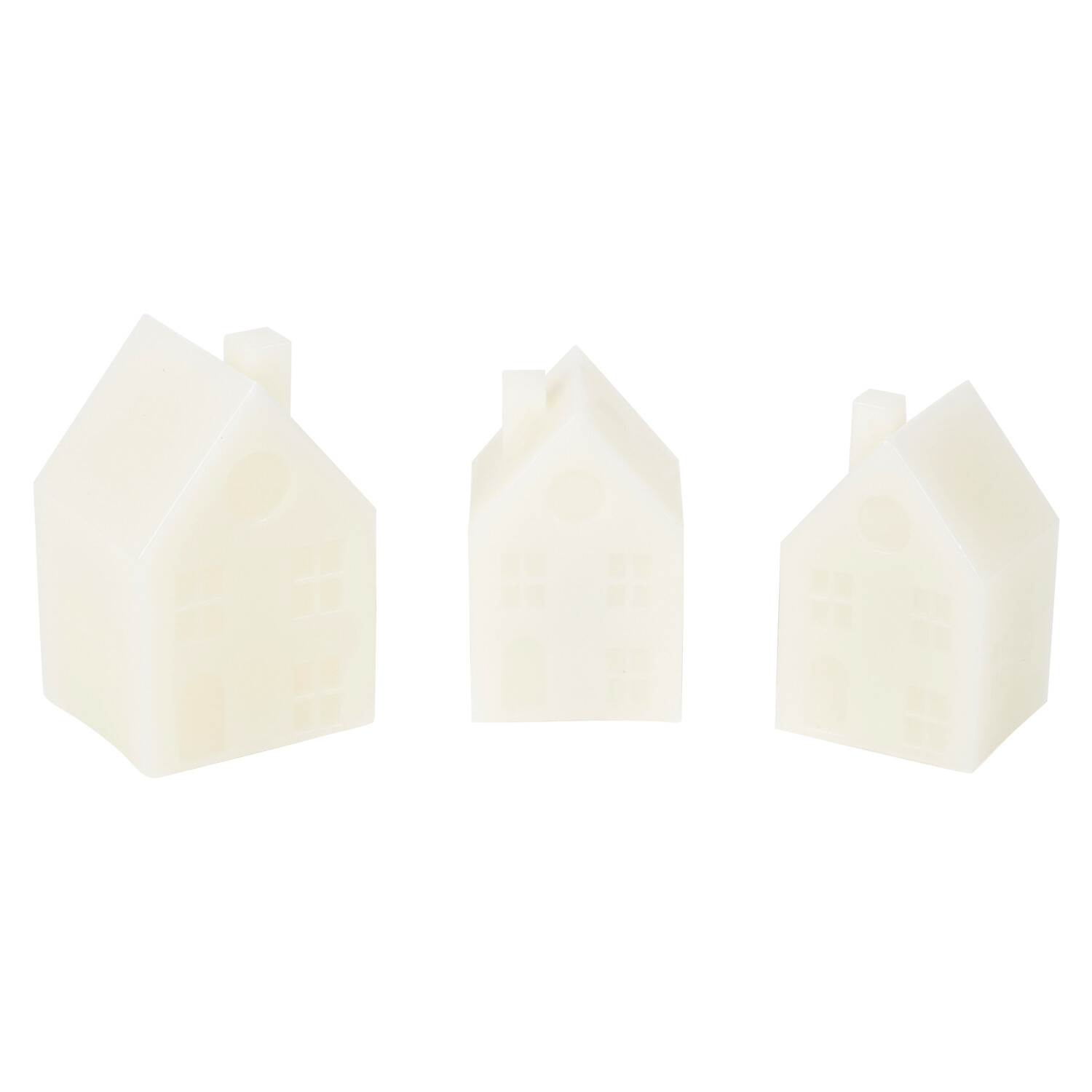 Set of 3 Houses LED Candles White Image 4