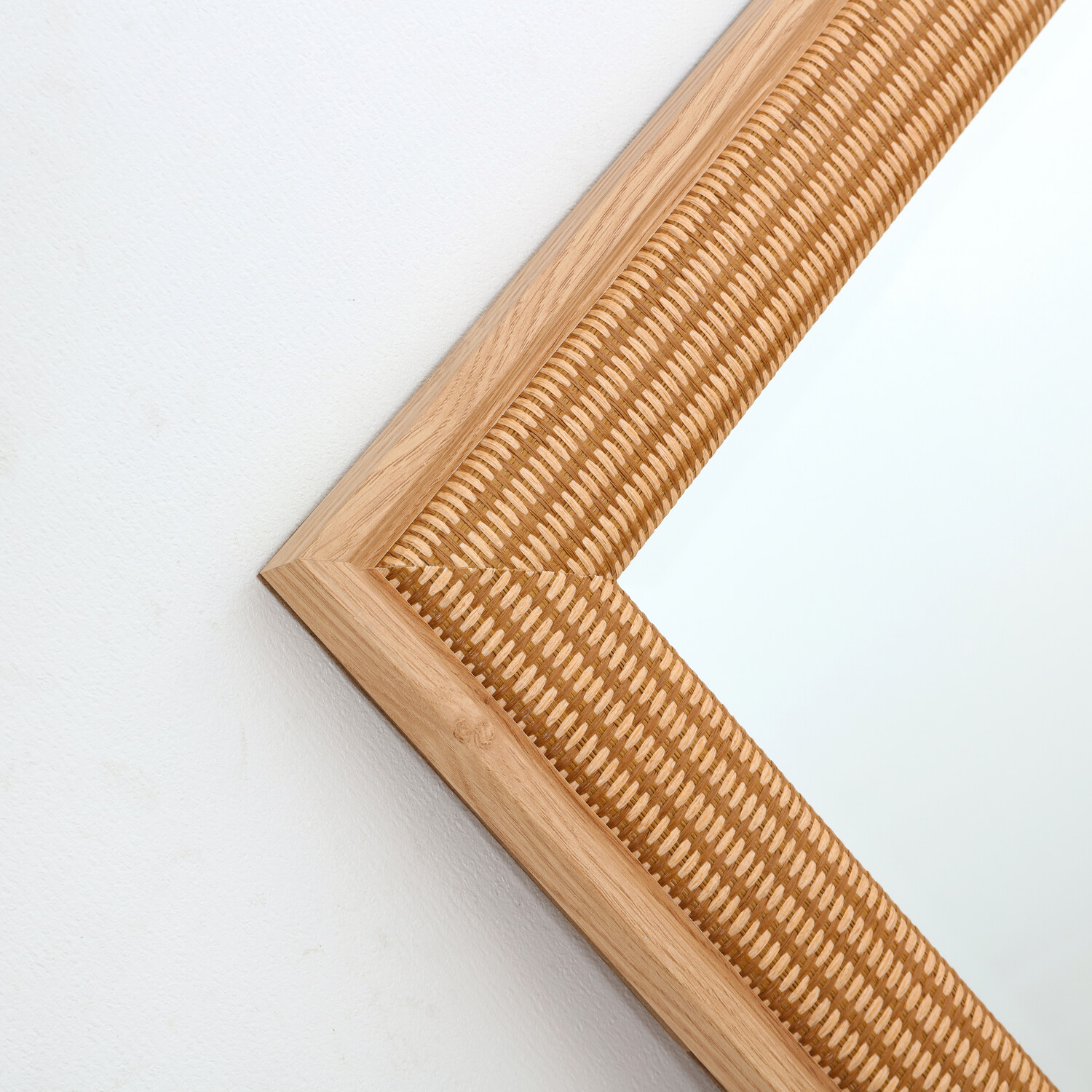 Textured Rattan Effect Mirror Natural Image 3