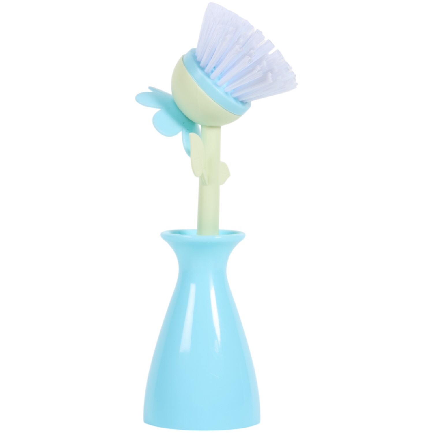 In Bloom Flower Dish Brush with Holder Blue Image 2