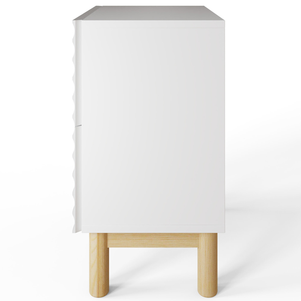 GFW Karla 2 Drawer White Ribbed Bedside Table Image 5