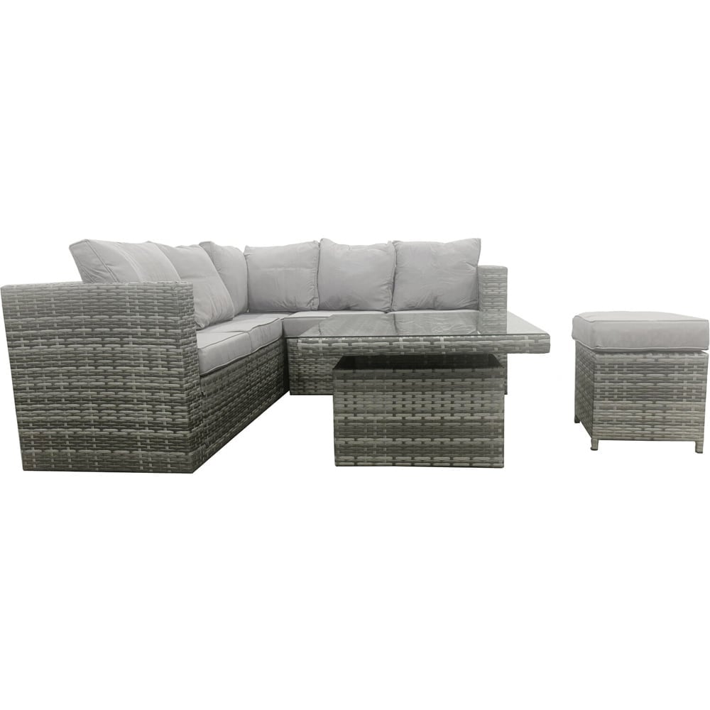 Carolina 5 Seater Grey Rattan Height Adjustable Table Garden Corner Lounge Set Image 4