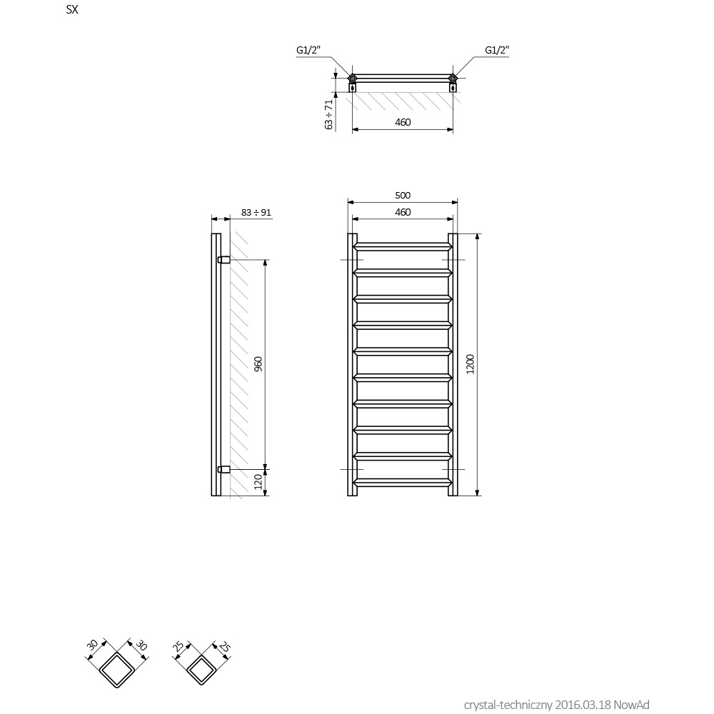 Terma Crystal 1364 BTU Modern Grey Electric Heated Towel Rail 1200 x 500mm Image 8