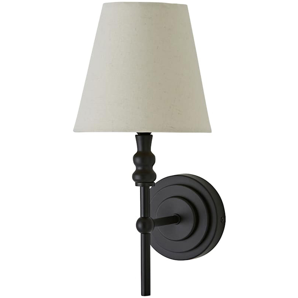 ValueLights Maggie Linen Shade Black Candlestick LED Wall Light with Bulb Image 1