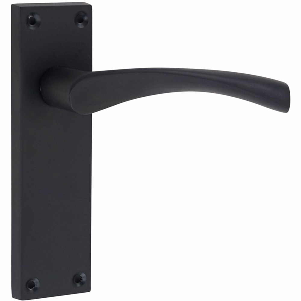 Golden Grace Matt Black Victorian Scroll Astrid Latch Door Handle Set Image 3