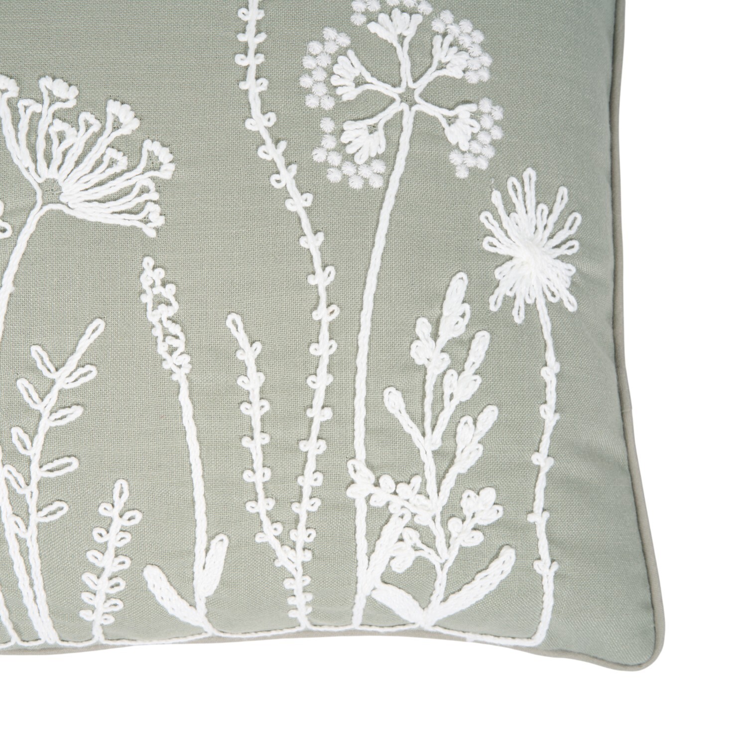 Kalina Floral Embroidered Cushion Grey Image 3