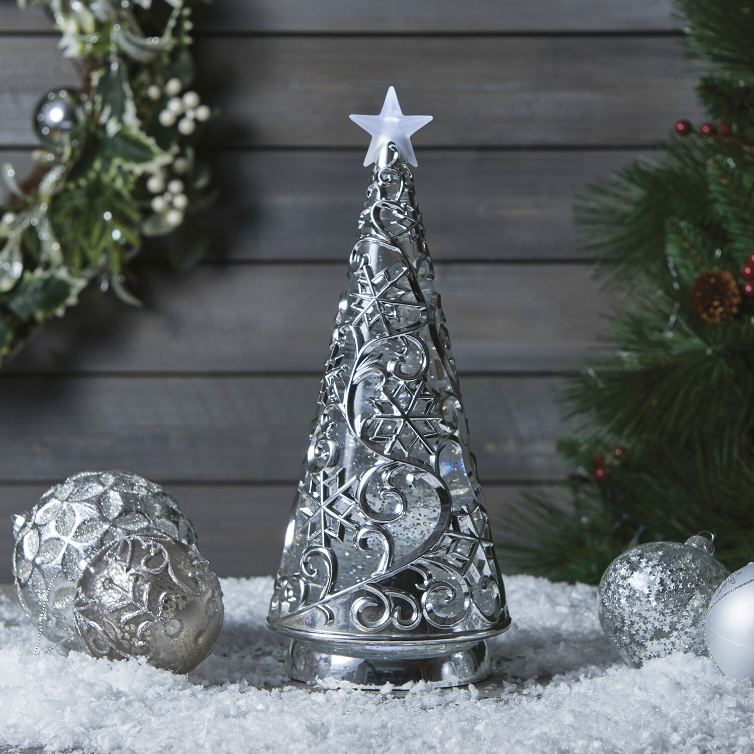 LED Water Spinning Tree - Silver Image 2