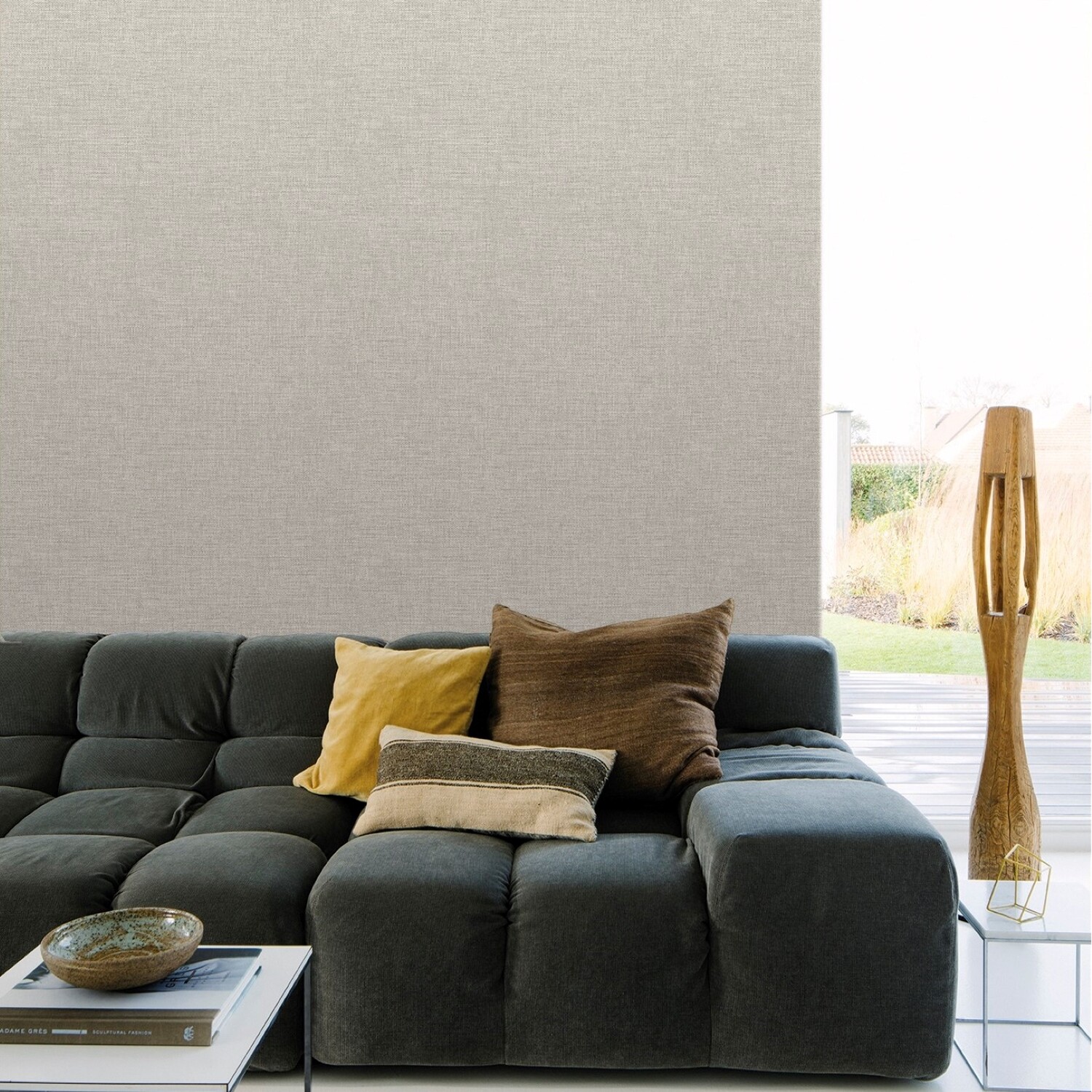 Grandeco Adana Textured Wallpaper - Beige Image 2