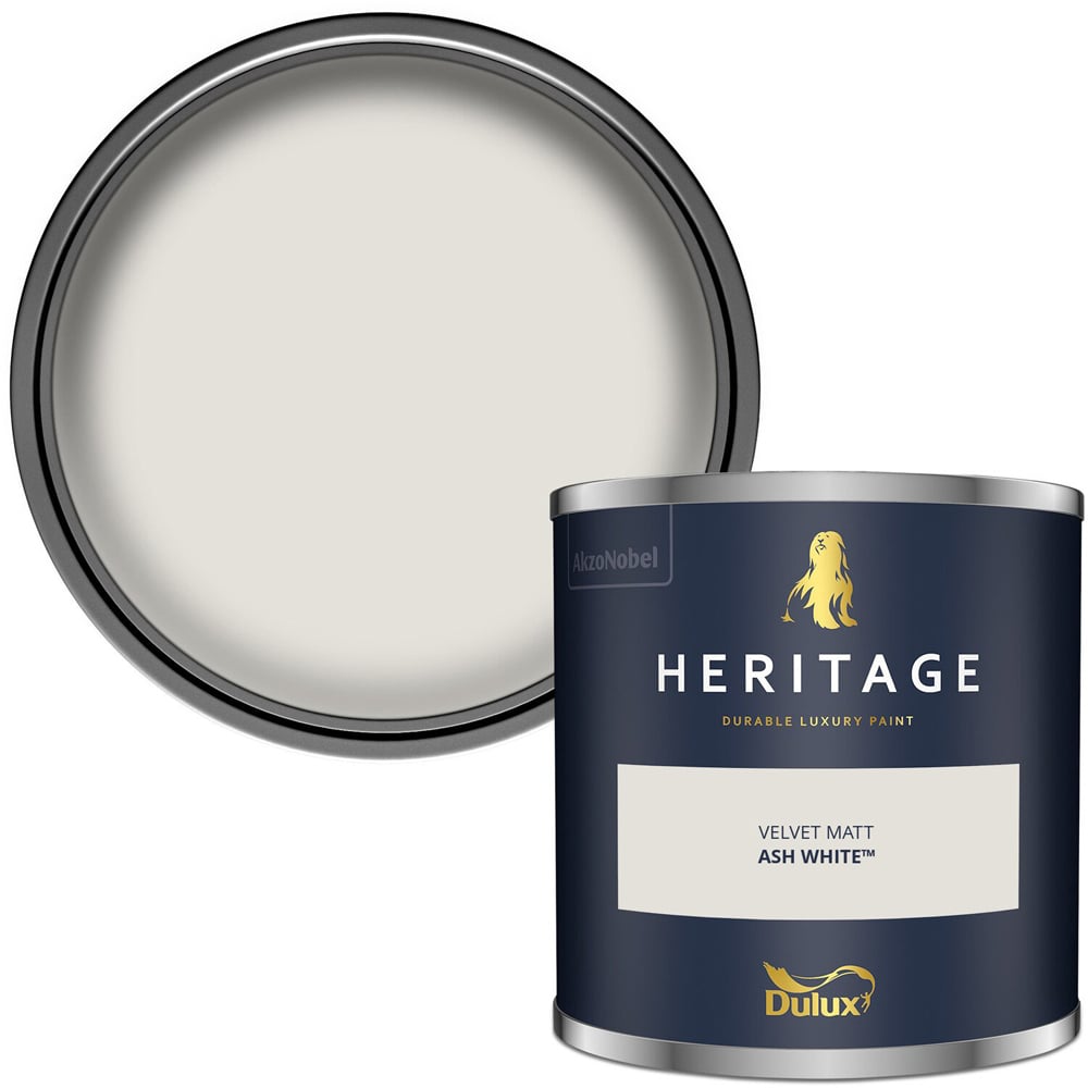 Dulux Heritage Walls and Ceilings Ash White Velvet Matt Emulsion Paint Tester Image 2