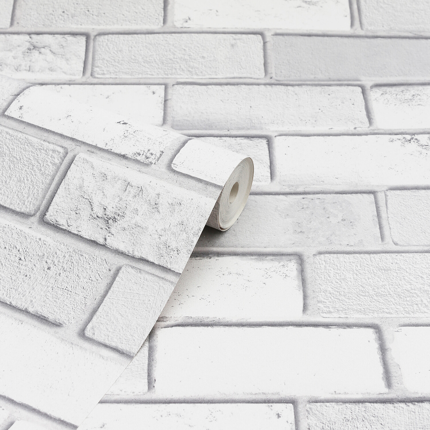 Diamond Textured Brick Wallpaper - White Image 2