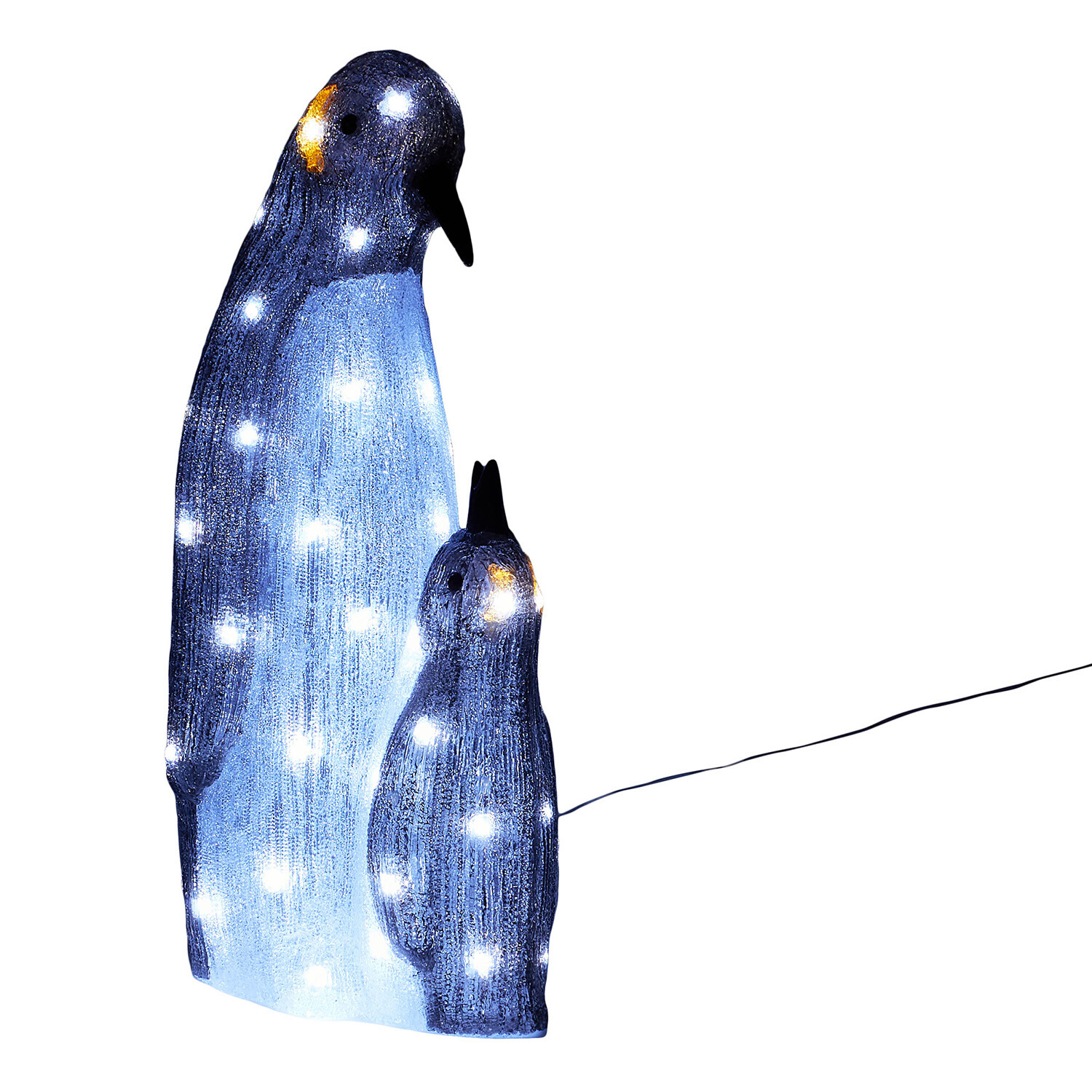 Acrylic LED Mother and Child Penguin - Black & White Image 5