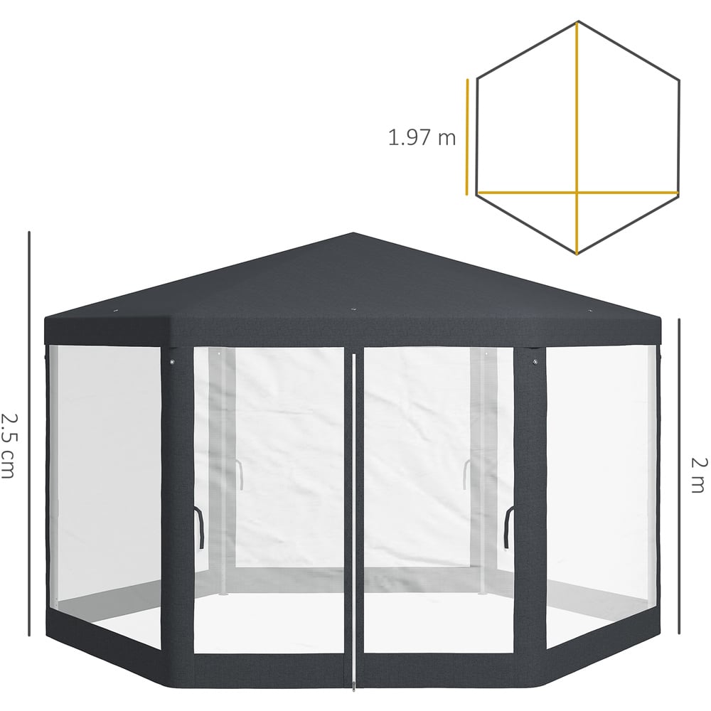Outsunny 2 x 2m Dark Grey Hexagonal Gazebo Image 9