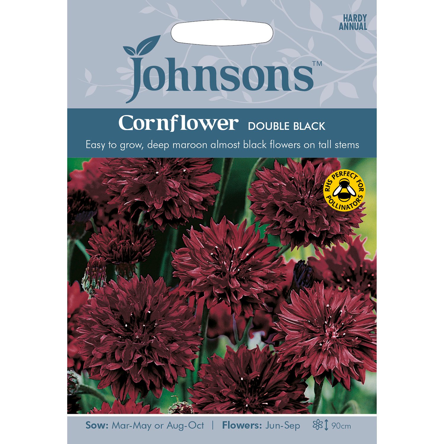 Johnsons Pack of Cornflower Double Black Seeds Image 1