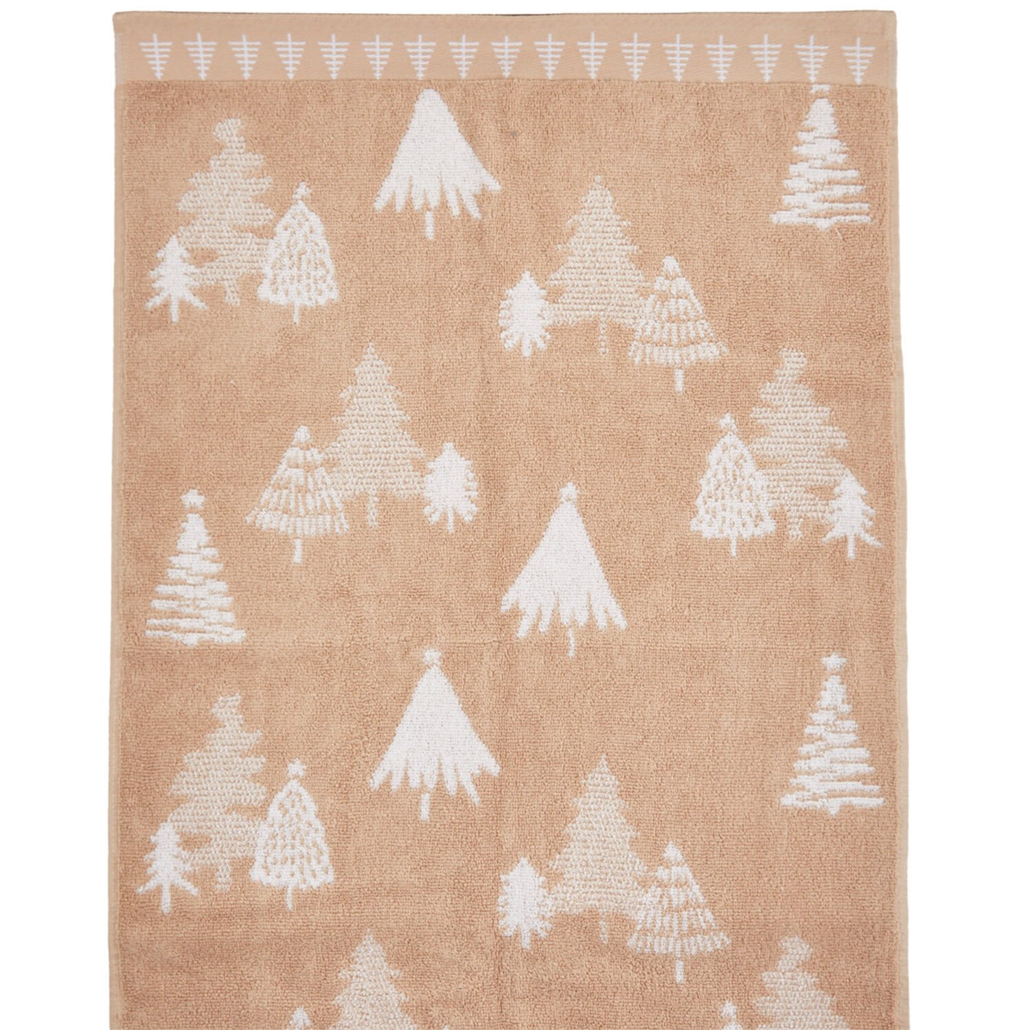 Christmas Tree Cotton Hand Towel - Beige Image 2