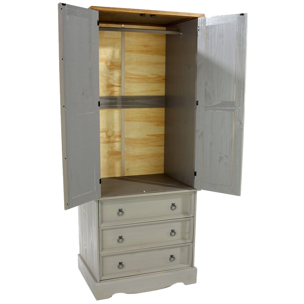 Core Products Corona 2 Door 3 Drawer Grey Wardrobe Image 6