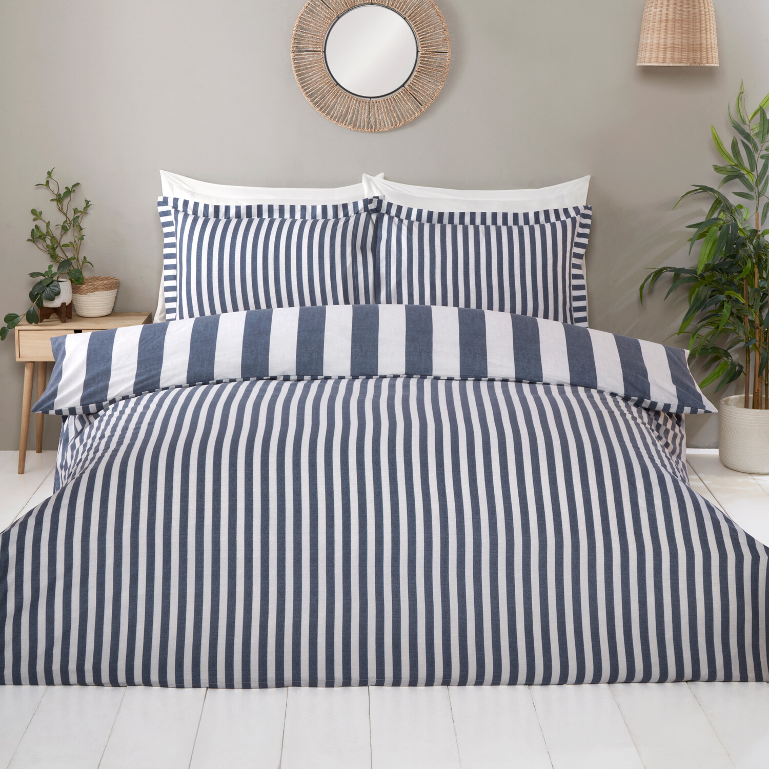 Margate Stripe Duvet SetBlueSingle Image 3