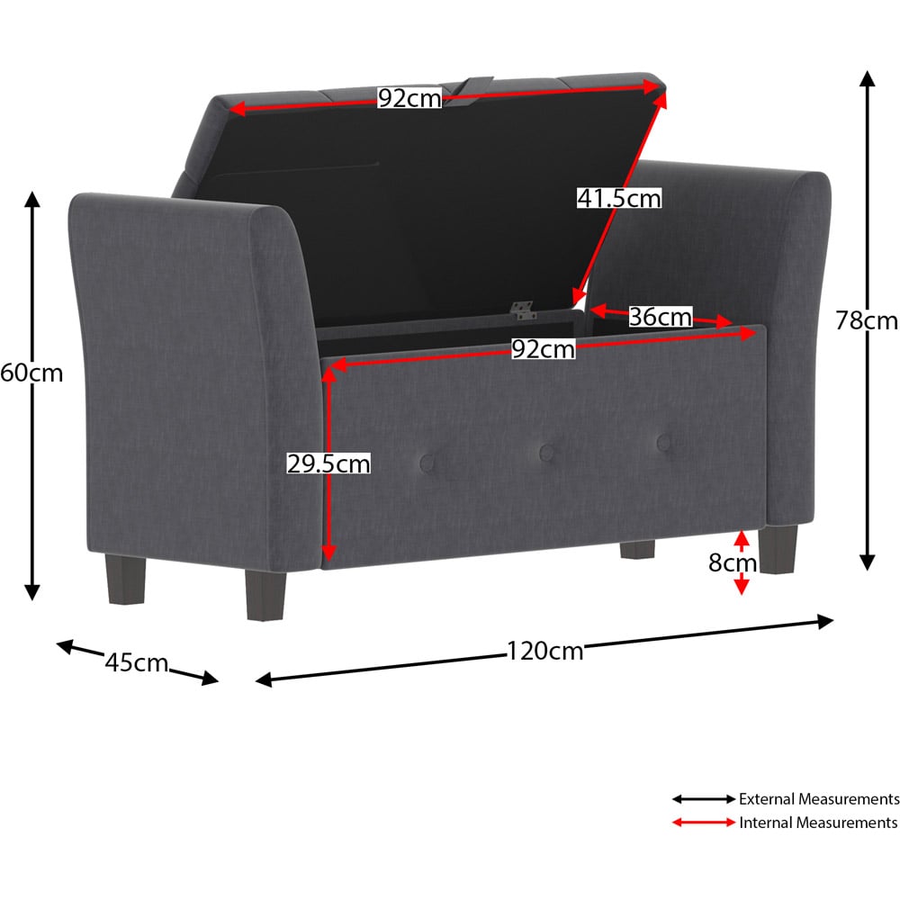 Vida Designs Seville Linen Dark Grey Storage Ottoman Image 7