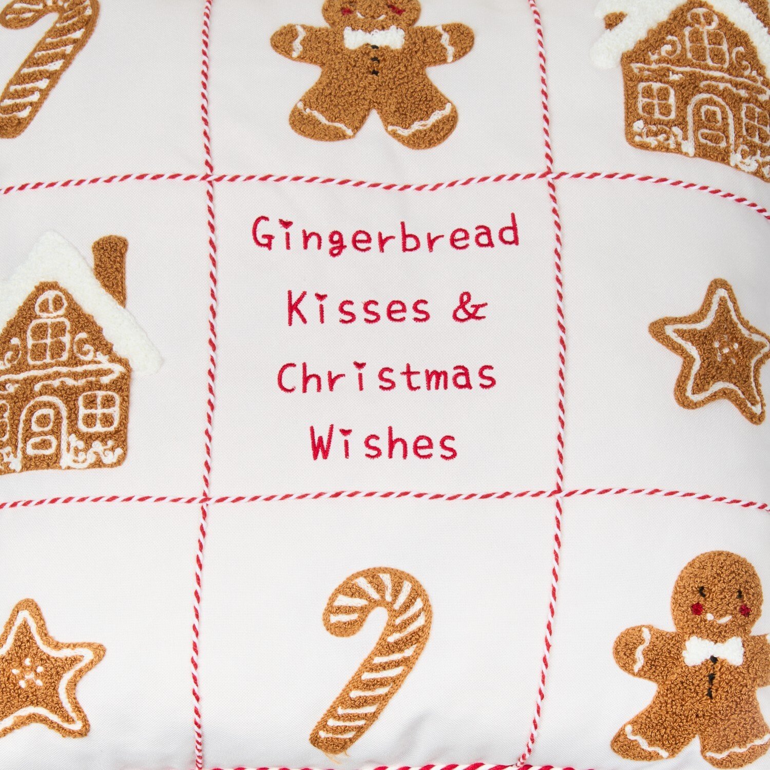 Gingerbread Kisses and Wishes Cushion White Image 3