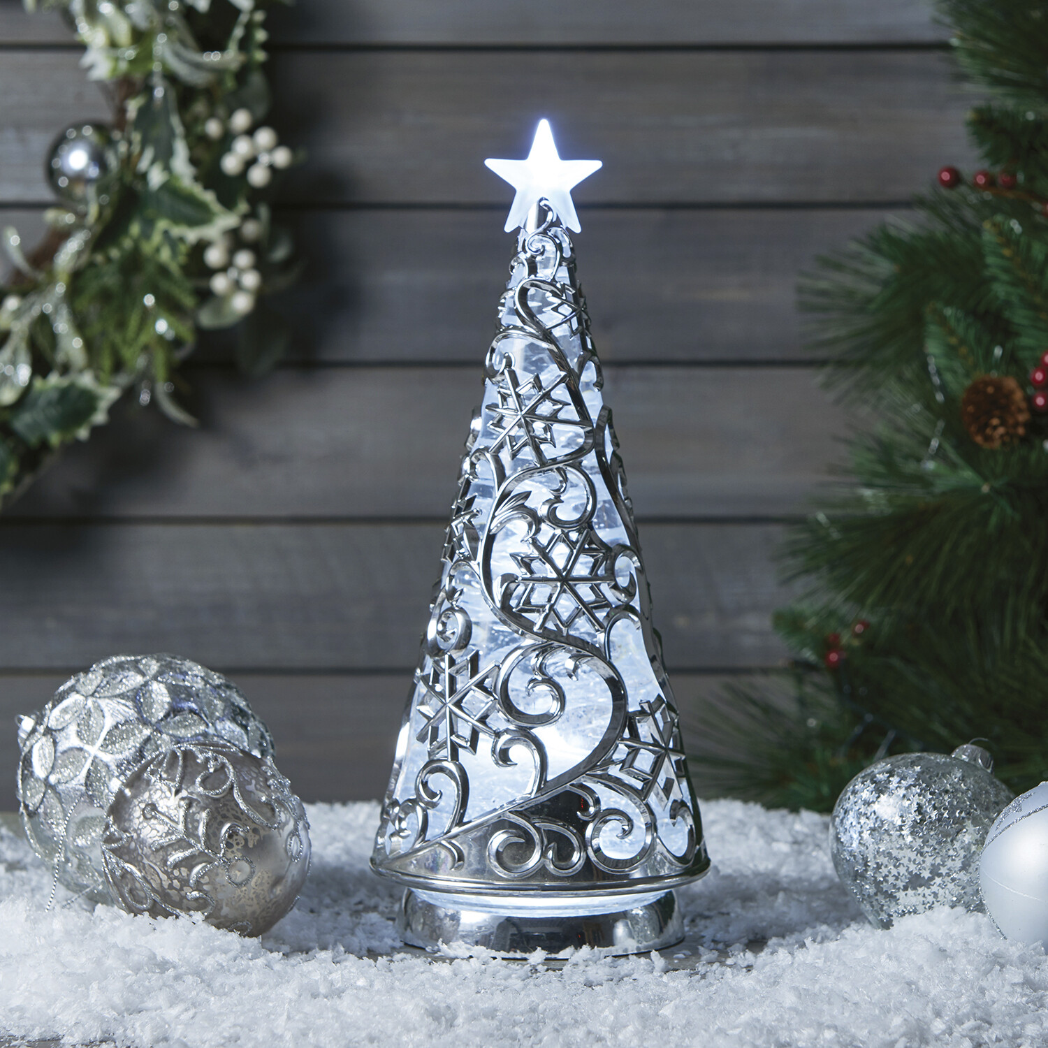 LED Water Spinning Tree - Silver Image 4