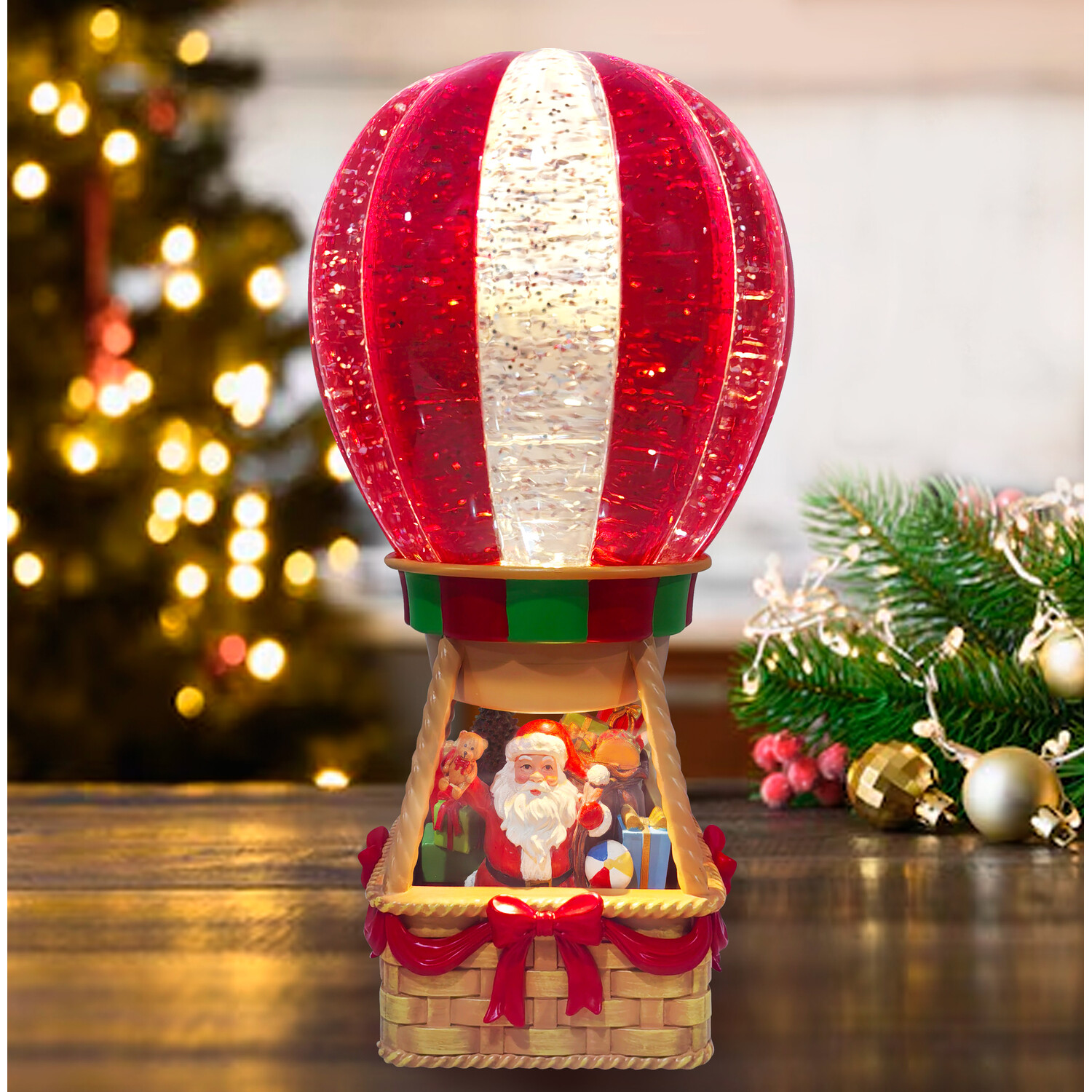 Santa in LED Hot Air Balloon Multicolour Image 3
