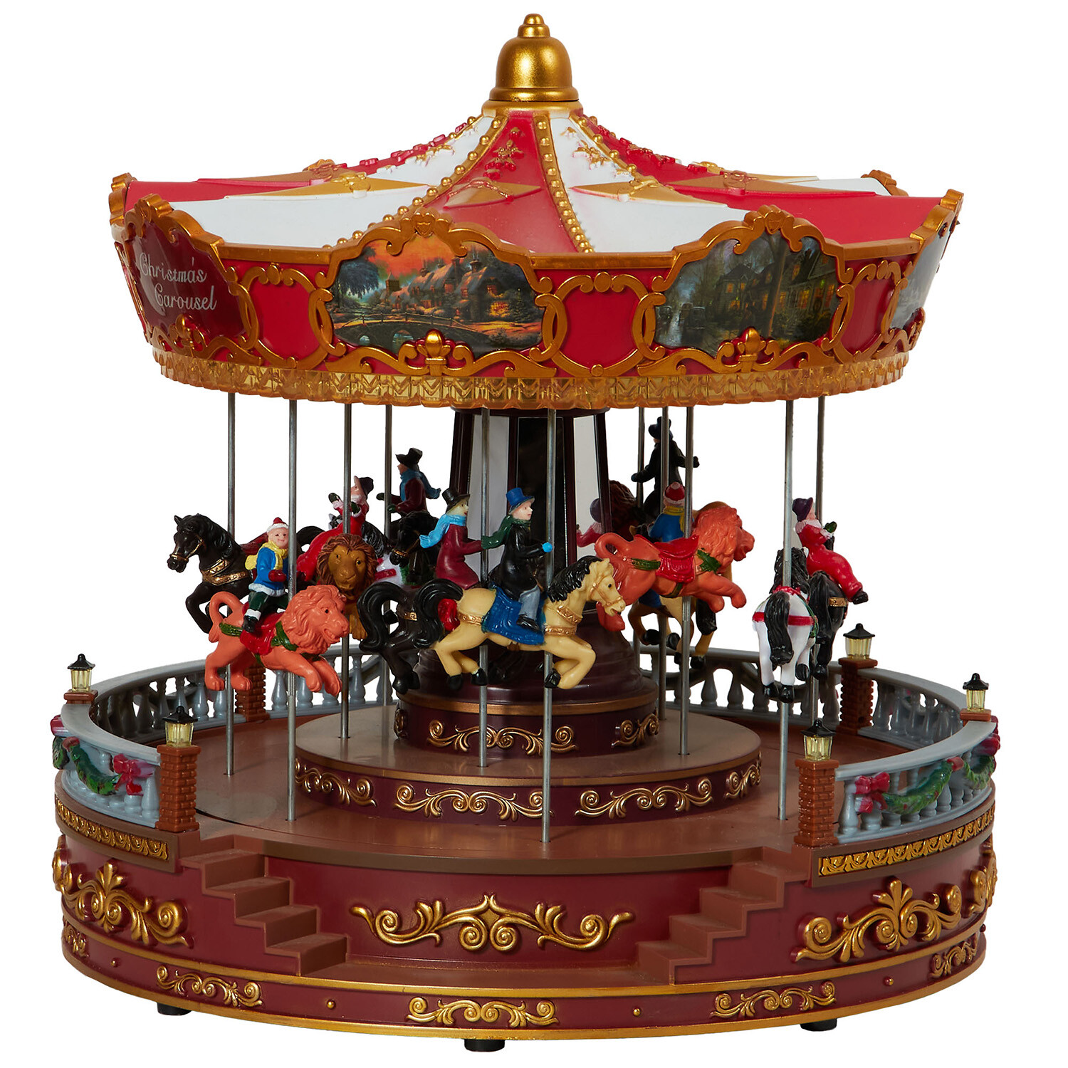Christmas LED Musical Carousel - Red Image 1