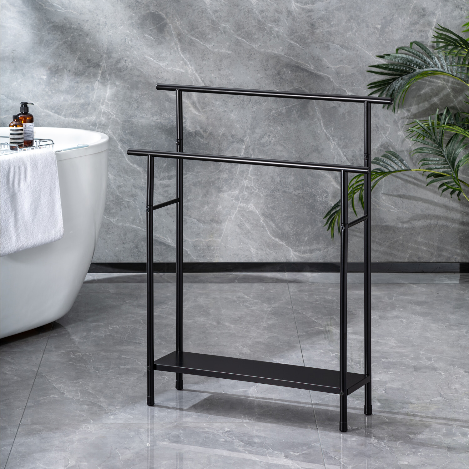 Brooklyn 2 Tier Towel Rack Stand - Black Image 3