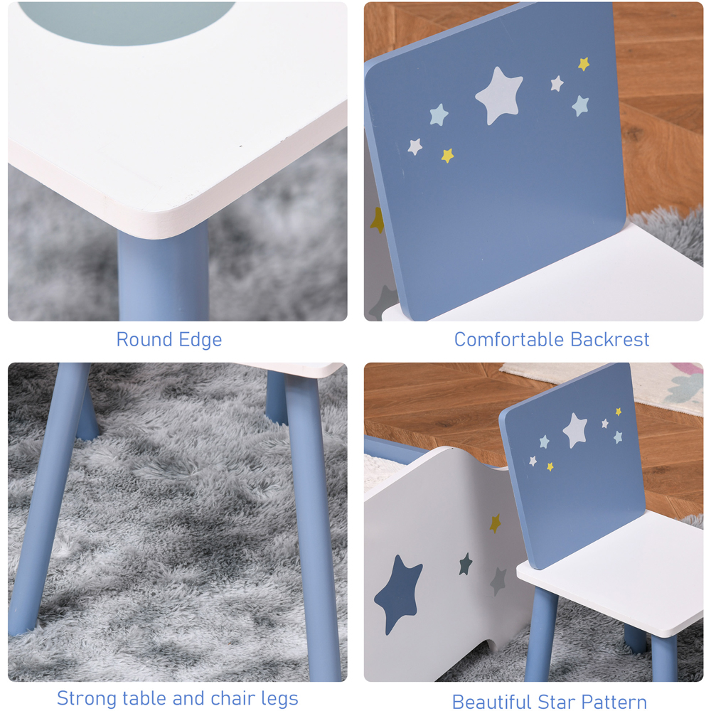 Playful Haven 3 Piece Blue Kids Table and Chair Set Image 5