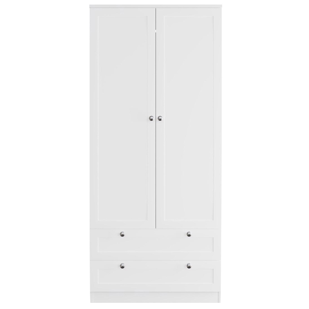 FWStyle Artus 2 Door 2 Drawer White Panelled Combination Wardrobe Image 5