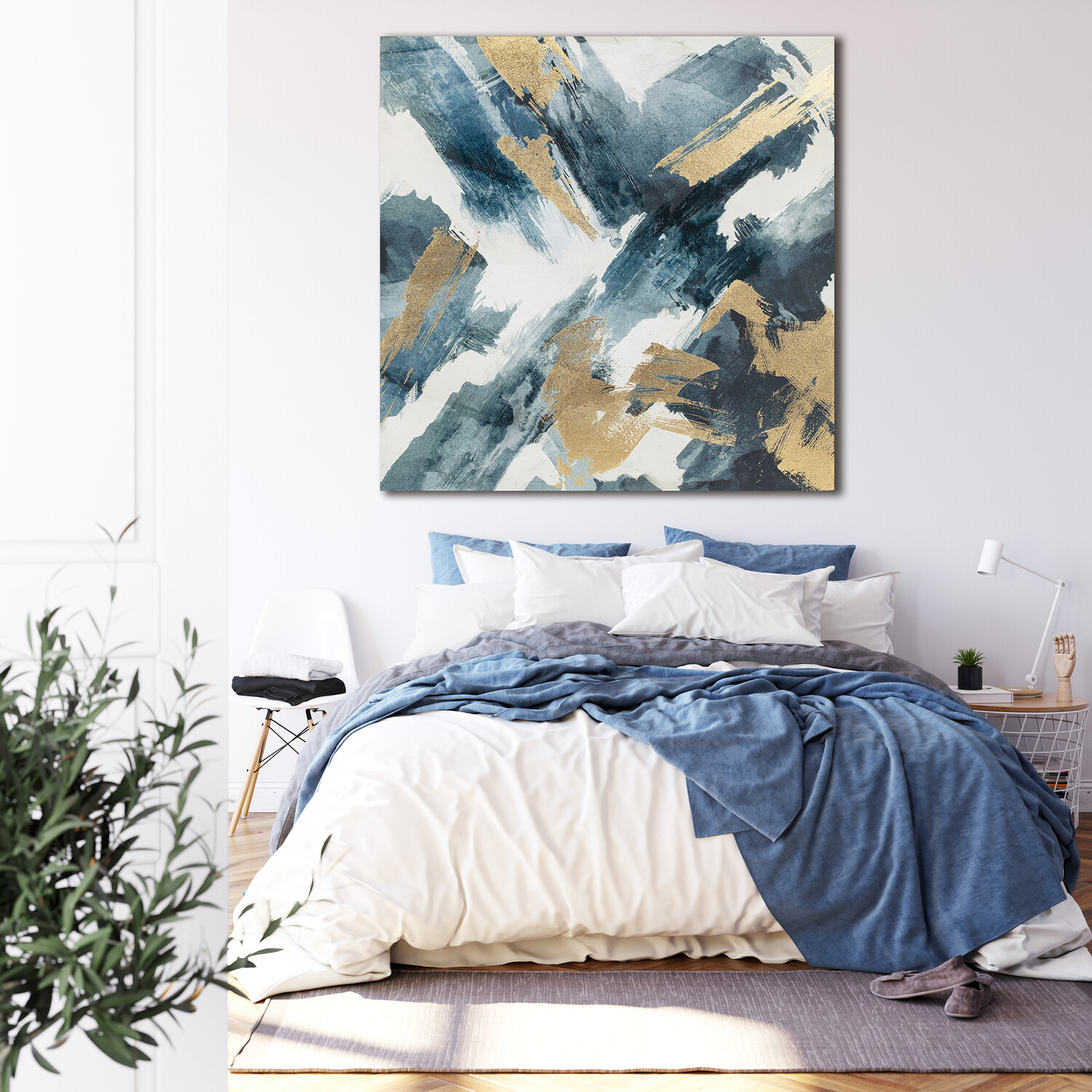 Cobalt Gold Foil Canvas Blue Image 2