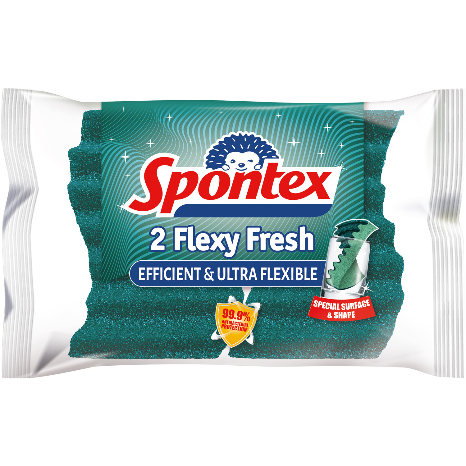 Pack of 2 Spontex Flexy Fresh Sponge Scourer - Green Image 1