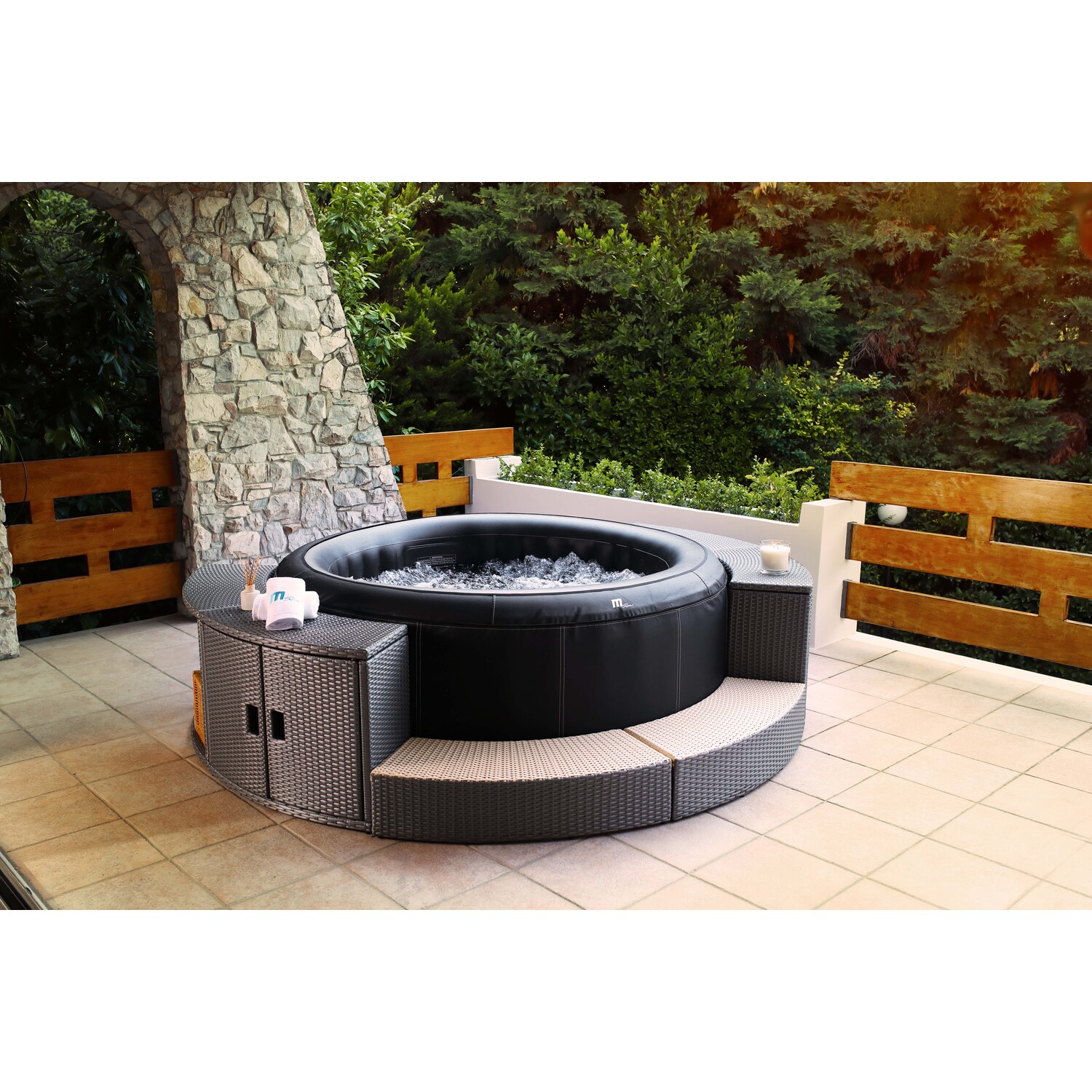 Mspa Camaro 4 Person Black Round Inflatable Hot Tub Image 6