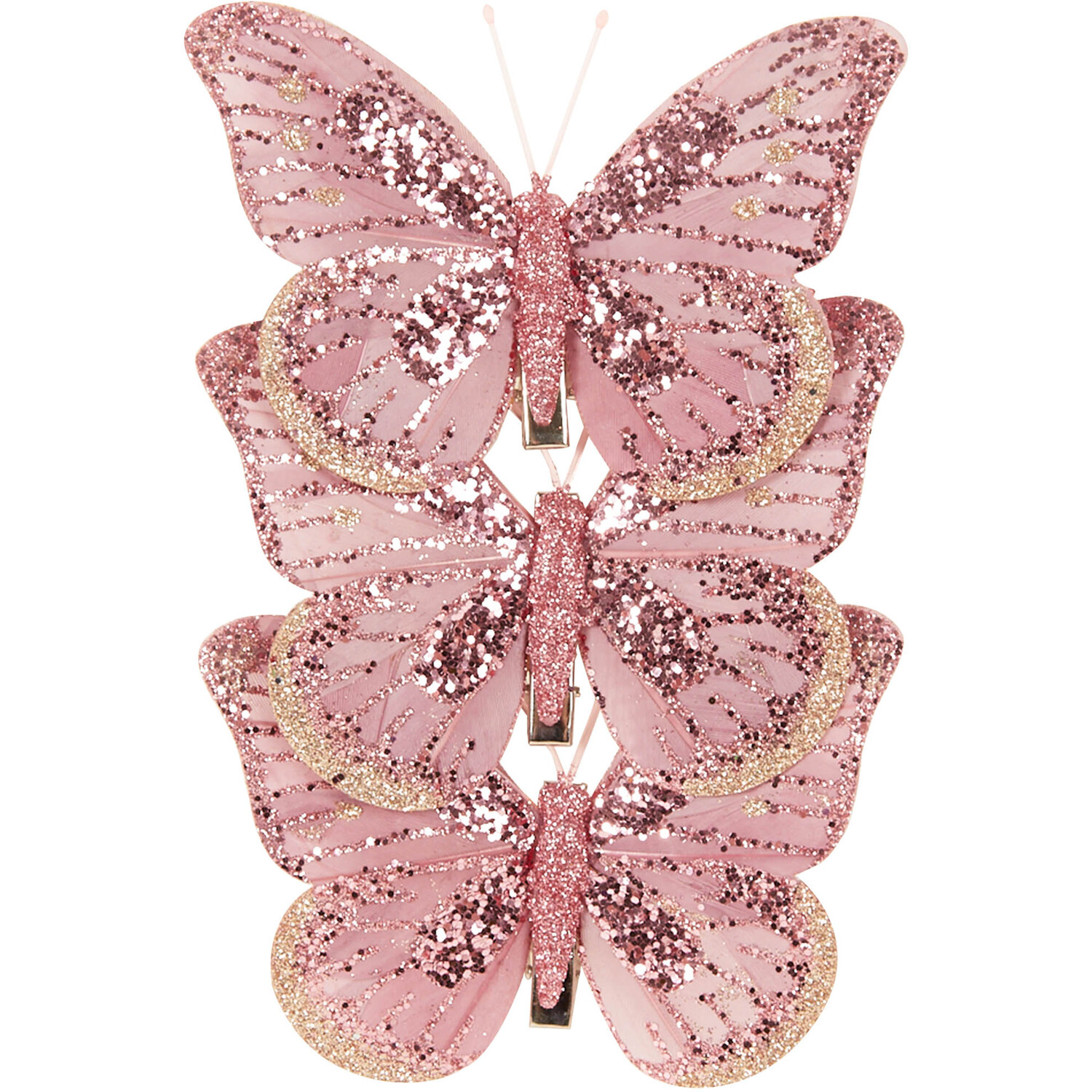 Pack of 3 Butterfly Clips - Pink Image 2